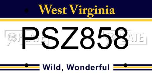 PSZ858 West Virginia License Plate