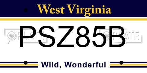 PSZ85B West Virginia License Plate