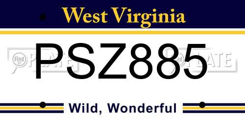 PSZ885 West Virginia License Plate