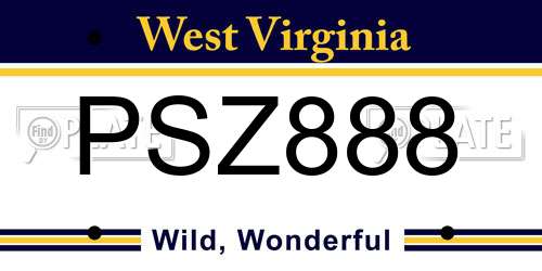 PSZ888 West Virginia License Plate