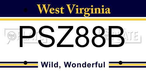 PSZ88B West Virginia License Plate
