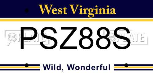 PSZ88S West Virginia License Plate