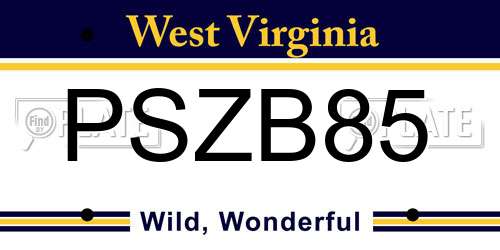 PSZB85 West Virginia License Plate