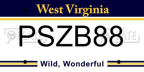 PSZB88 West Virginia License Plate