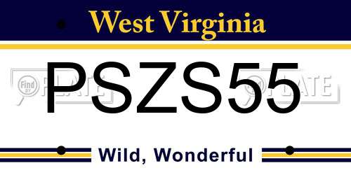 PSZS55 West Virginia License Plate