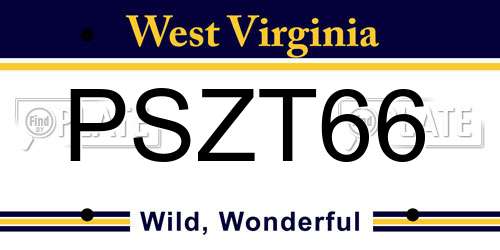 PSZT66 West Virginia License Plate