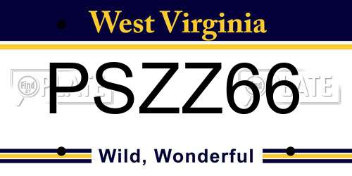 PSZZ66 West Virginia License Plate