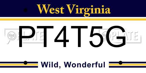 PT4T5G West Virginia License Plate