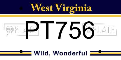 PT756 West Virginia License Plate