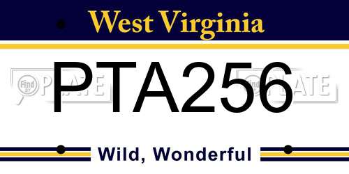 PTA256 West Virginia License Plate