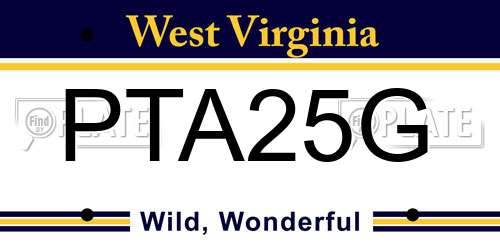 PTA25G West Virginia License Plate