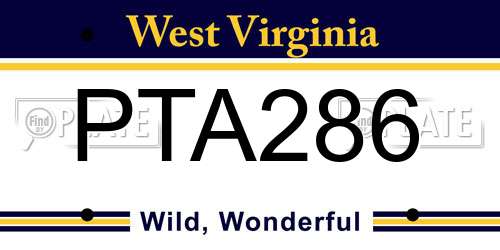 PTA286 West Virginia License Plate