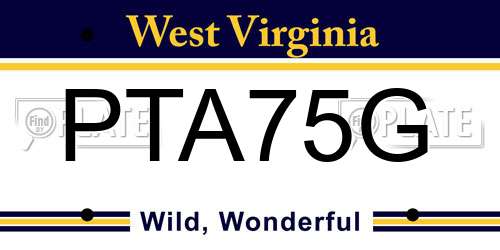 PTA75G West Virginia License Plate