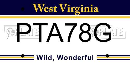 PTA78G West Virginia License Plate