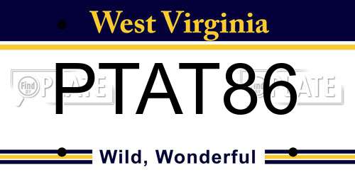 PTAT86 West Virginia License Plate