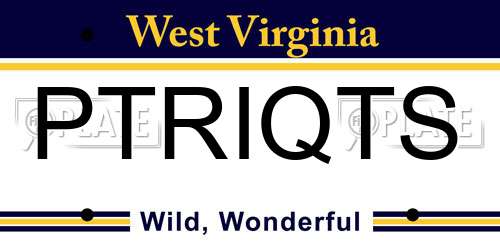 PTRIQTS West Virginia License Plate