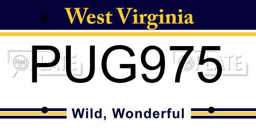 PUG975 West Virginia License Plate