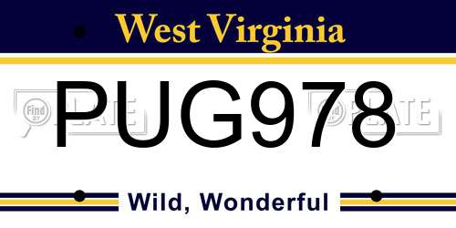 PUG978 West Virginia License Plate