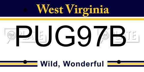 PUG97B West Virginia License Plate