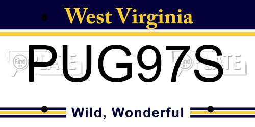 PUG97S West Virginia License Plate