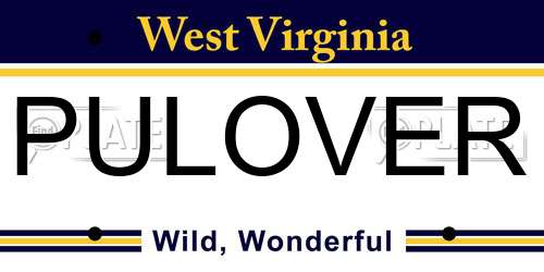 PULOVER West Virginia License Plate