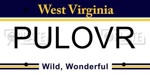 PULOVR West Virginia License Plate