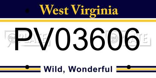 PV03606 West Virginia License Plate