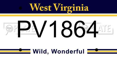 PV1864 West Virginia License Plate