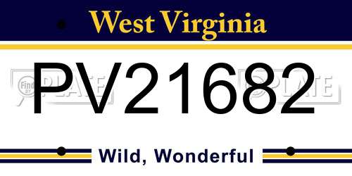 PV21682 West Virginia License Plate