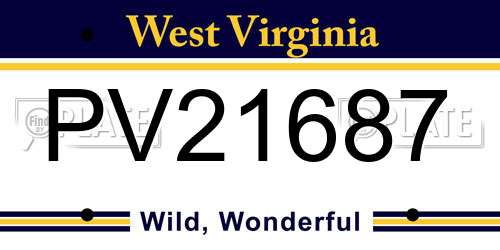 PV21687 West Virginia License Plate