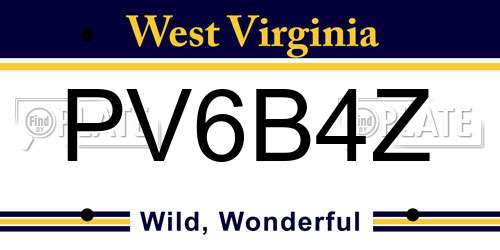 PV6B4Z West Virginia License Plate