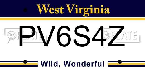 PV6S4Z West Virginia License Plate