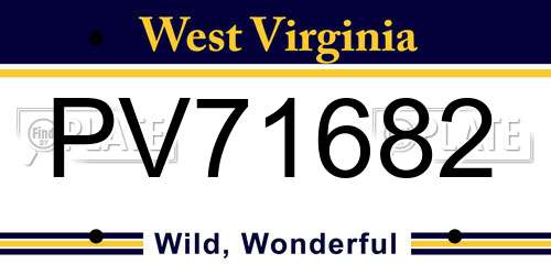 PV71682 West Virginia License Plate