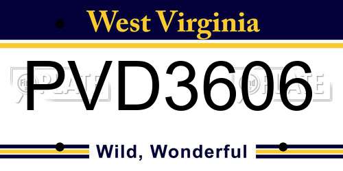 PVD3606 West Virginia License Plate