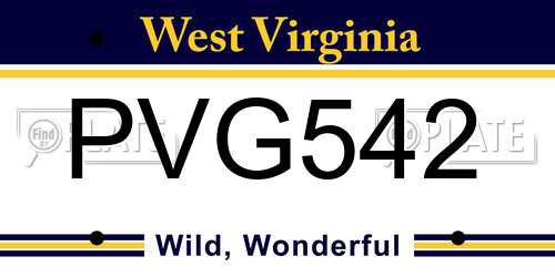 PVG542 West Virginia License Plate