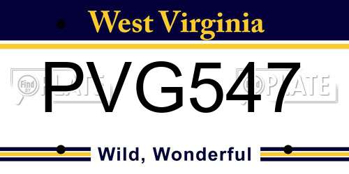 PVG547 West Virginia License Plate
