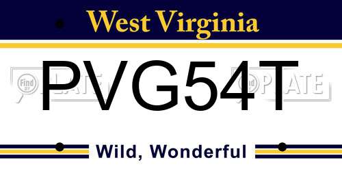 PVG54T West Virginia License Plate
