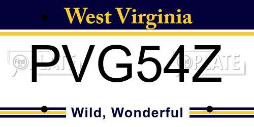 PVG54Z West Virginia License Plate
