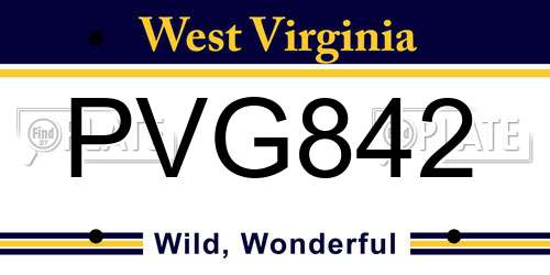 PVG842 West Virginia License Plate