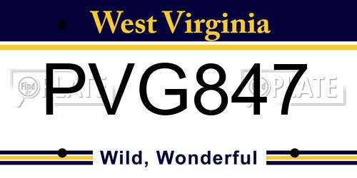 PVG847 West Virginia License Plate