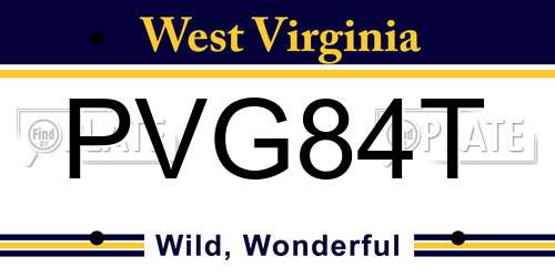 PVG84T West Virginia License Plate