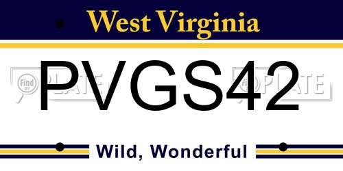 PVGS42 West Virginia License Plate
