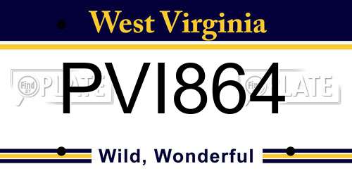 PVI864 West Virginia License Plate
