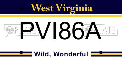 PVI86A West Virginia License Plate