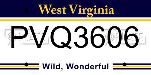PVQ3606 West Virginia License Plate