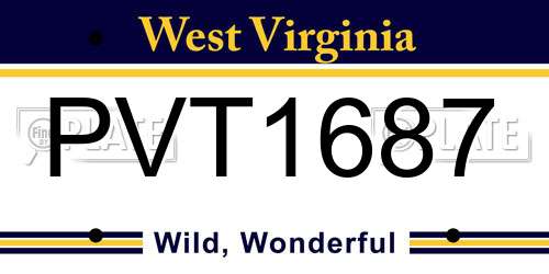 PVT1687 West Virginia License Plate