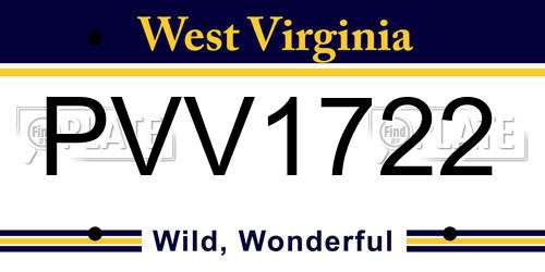 PVV1722 West Virginia License Plate
