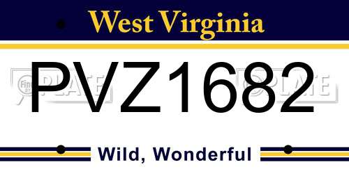 PVZ1682 West Virginia License Plate
