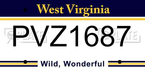 PVZ1687 West Virginia License Plate