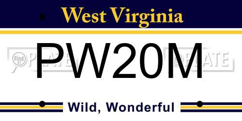 PW20M West Virginia License Plate